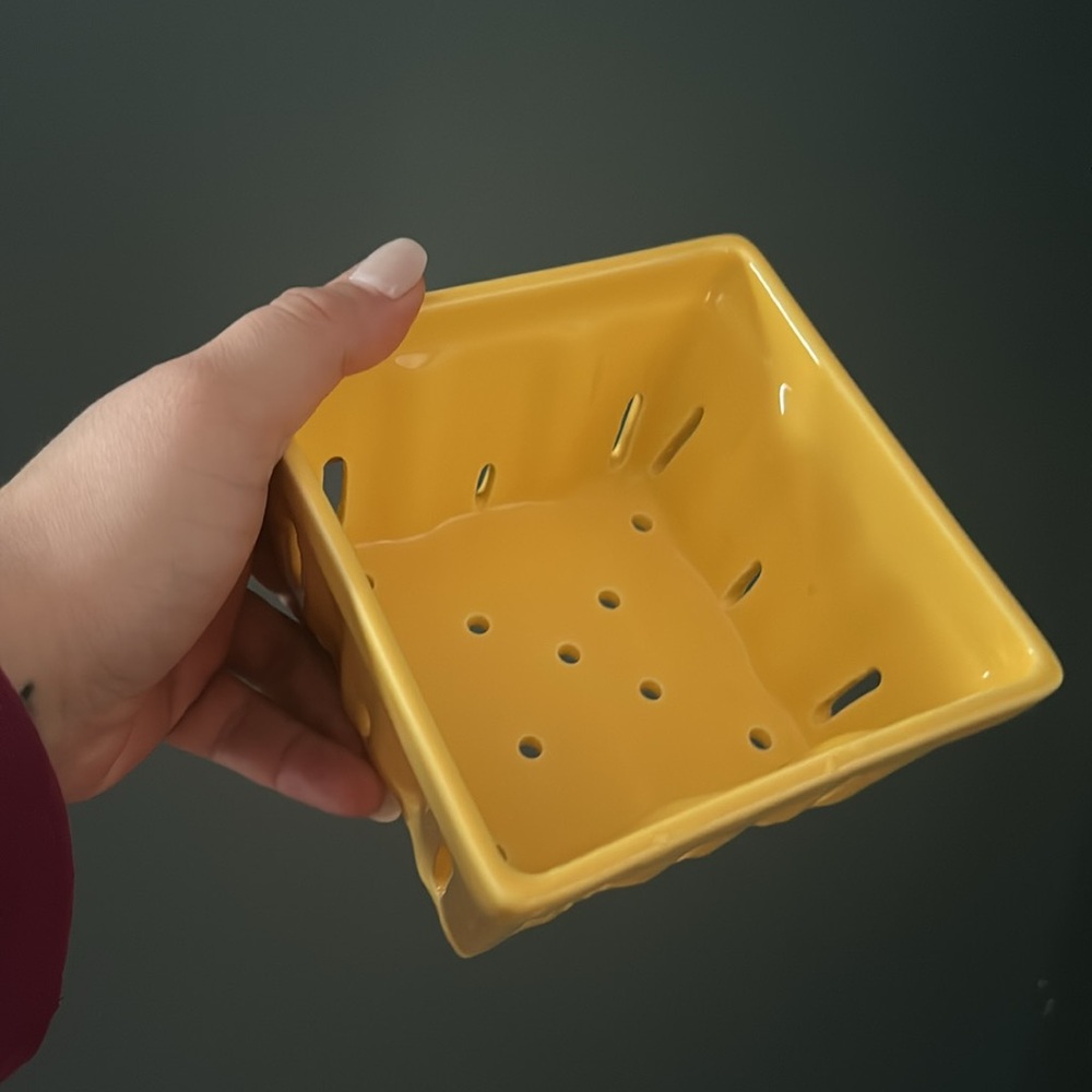 Crate and Barrel Glass Veggie Pint Basket Strainer